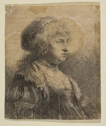 Saskia mit Perlen im Haar, 1634
