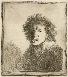 Selbstporträt mit offenem Mund, als ob er schreit: Büste, 1630