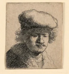 Selbstporträt mit nach vorne gezogenem Hut