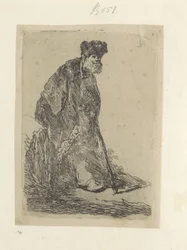 Stehender Mann mit langem Mantel und Pelzmütze (Recueil de quatre-vingt-cinq estampes originales)