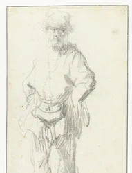 Stehender Mann mit Beutel