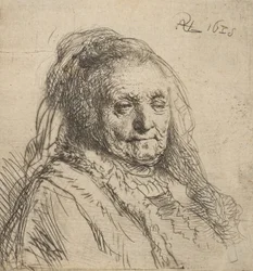 Die Mutter des Künstlers: Kopf und Büste, Dreiviertel rechts, 1628