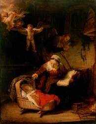 Die Heilige Familie mit Engeln