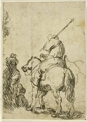 Turbanierter Soldat zu Pferd