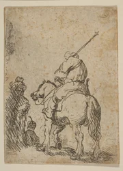 Turbanierter Soldat zu Pferd