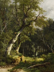 Waldlandschaft mit zwei Jägern