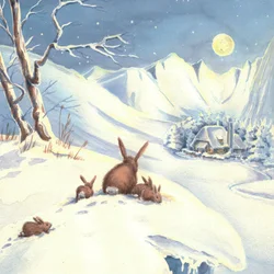 Winterkaninchen im Mondlicht