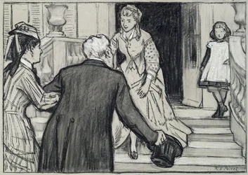 Der Besuch, Illustration aus La Jeune Fille Bien Élevée von René Boylesve