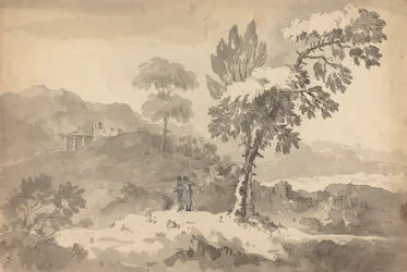 Drei Figuren in einer Landschaft