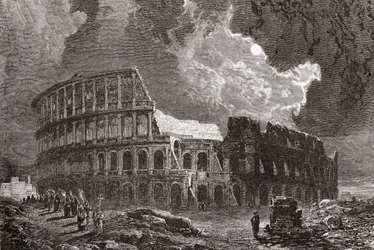 Das Kolosseum, Rom, Italien bei Mondlicht, Ende des 19. Jahrhunderts. Aus Italienische Bilder von Rev. Samuel Manning, veröffentlicht um 1890.