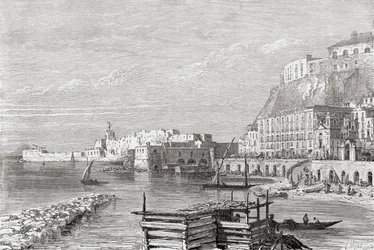 Der Kai von Santa Lucia, Neapel, Italien im späten 19. Jahrhundert. Aus Italienische Bilder von Rev. Samuel Manning, veröffentlicht um 1890.