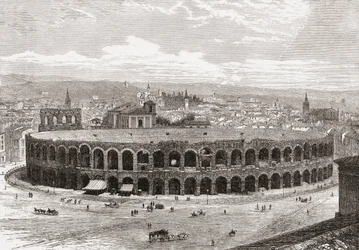 Die Arena von Verona, Piazza Bra, Verona, Italien im späten 19. Jahrhundert. Aus Italienische Bilder von Rev. Samuel Manning, veröffentlicht um 1890.