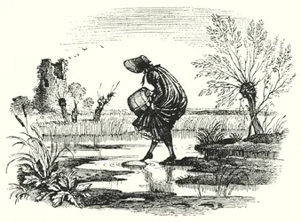 Hans Christian Andersen: Das Mädchen, das auf ein Brot trat (Lithografie)