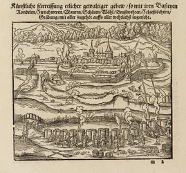Angriff auf eine befestigte Stadt mit Kanonen