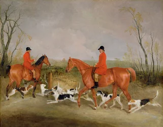 George Mountford, Huntsman to the Quorn, und W. Derry, Whipper-In, bei John O