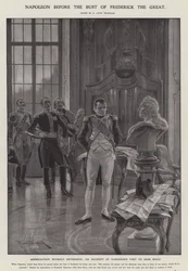 Napoleon vor der Büste Friedrichs des Großen (Lithografie)