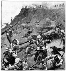 92. Gordon Highlanders im Rückzug, Schlacht am Majuba Hill, 1. Burenkrieg, 26.-27. Februar 1881