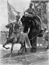 Ankunft des Nawab Siraj Ud Daulah vor Clives Position, Indien, 1757, 1893