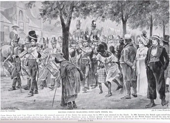 Britische Truppen marschieren in Kapstadt ein, Illustration aus 