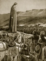 Königin Ethelfled beobachtet den Sturm auf Brecon, Illustration aus 