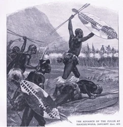 Der Vormarsch der Zulus bei Isandhlwana 22. Januar 1879, Illustration aus Britische Schlachten zu Land und zu Wasser, 1915