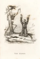 Das Skelett des Todes und der Geizhals (1827, Gravur)
