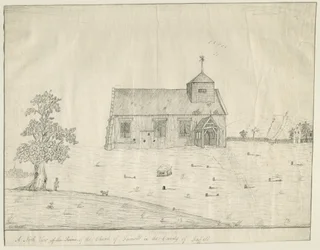 Abschiedskirche: Federzeichnung, undatiert [spätes 18. Jahrhundert]