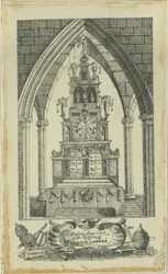 Lichfield - Musikalische Altaruhr: Tuschezeichnung, ca. 18. Jahrhundert