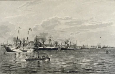 Die Marineparade in Kiel am 3. September 1890