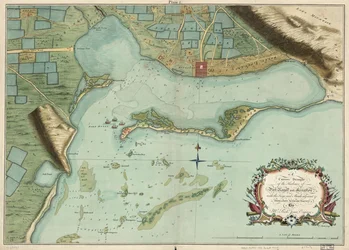 Ein genauer Entwurf der Häfen von Port Royal und Kingston, mit den angrenzenden Schlüsseln und Untiefen usw. aus einer aktuellen genauen Vermessung von Mr. Richd Jones, Ingenieur.
