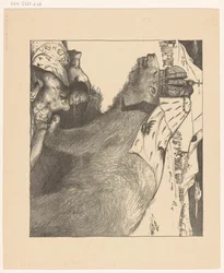 Zar Nikolaus II. von Russland auf dem russischen Bären (Der russische Bär brüllt Frieden)