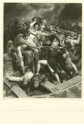 Konflikt von Konteradmiral Nelson in seiner Barke mit einem spanischen Boot