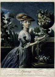 Frühling (gestochen von C. Corbutt, veröffentlicht von Robert Sayer, ca. 1760)