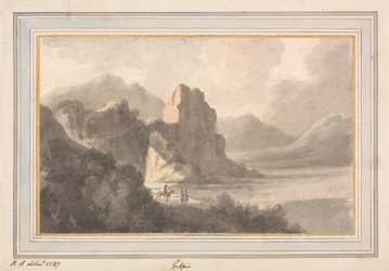 Figuren in einer felsigen romantischen Landschaft
