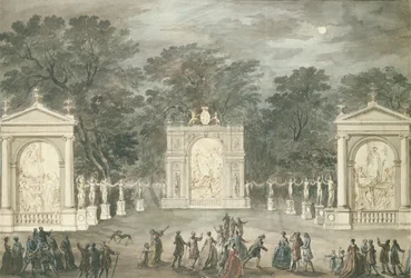 Die Illuminationen am Buckingham House zum Geburtstag König Georgs III., 4. Juni 1783
