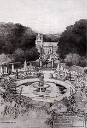 Pittencrieff House vom Teichgarten, aus Thomas Mawson