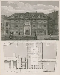 Westansicht von Blackwell Hall, King Street, Cheapside