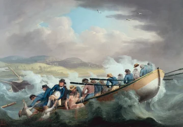 Überlebende eines Schiffbruchs vor der Isle of Wight werden von der Besatzung der H.M.S. Juno gerettet