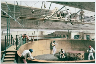 Herstellung des transatlantischen Telegrafenkabels, ca. 1865-1866