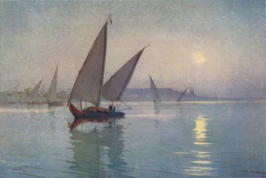 Mondschein am Nil, nahe Kairo, um 1880, 1904