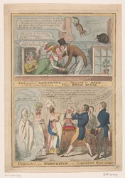 Karikatur über die Hochzeit des Marquis von Worcester und Anne Francis Culling Smith, 1822
