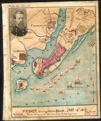 Ft. Fisher zeigt den Angriff der Union, 15. Januar 1865