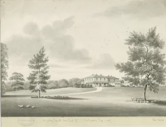 Moseley Court: Sepiawaschzeichnung, 1837