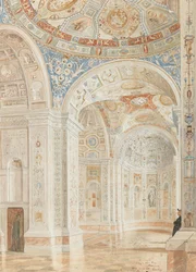 Innenraum der Villa Madama mit Dekorationen von Giulio Romano und Baldassare Peruzzi, 1897