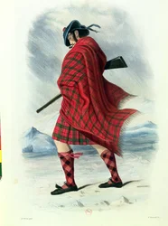Schotte in Highland-Kleidung, graviert von W. Kinnebrock