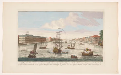 Ansicht des Flusses Newa in Sankt Petersburg von der Westseite