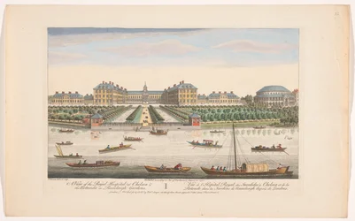 Ansicht des Royal Hospital Chelsea und der Rotunde in den Ranelagh Gardens in London