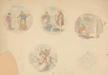 Fünf Vignetten von Szenen aus der Antike