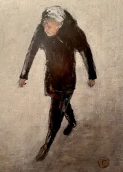 Einsame Figur beim Gehen