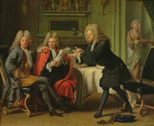 Bodin, der Arzt des Königs, in Gesellschaft von Dufresny und Crebillon im Haus in Auteuil